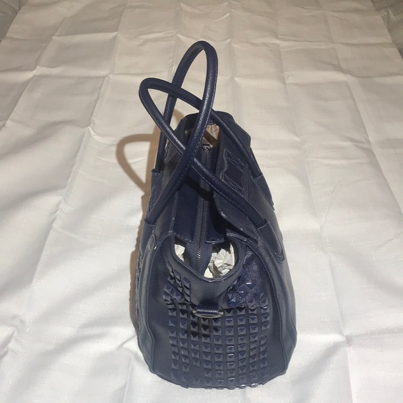 Textured Leather Handbag with Rivets - Picture 2 of 3